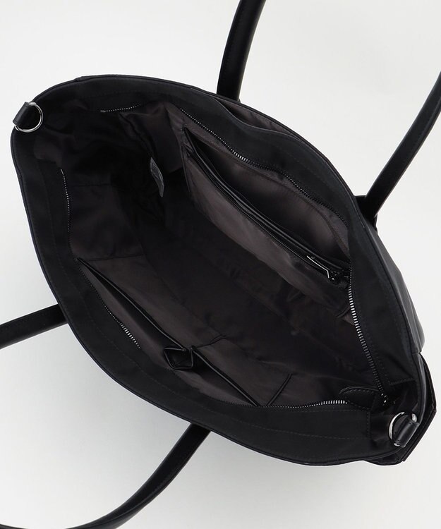 Y'SACCS ナイロン×リサイクルレザー　ホック2WAYトート　Mサイズ ブラック