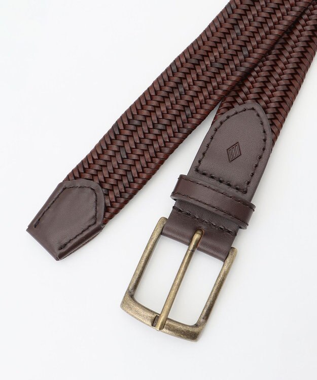 JOSEPH ABBOUD 【イタリア素材・ストレッチ・日本製】 ストレッチレザー ベルト ダークブラウン系