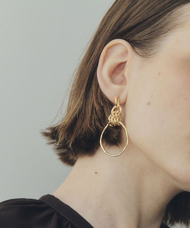 YECCA VECCA フープチェーンピアス Gold