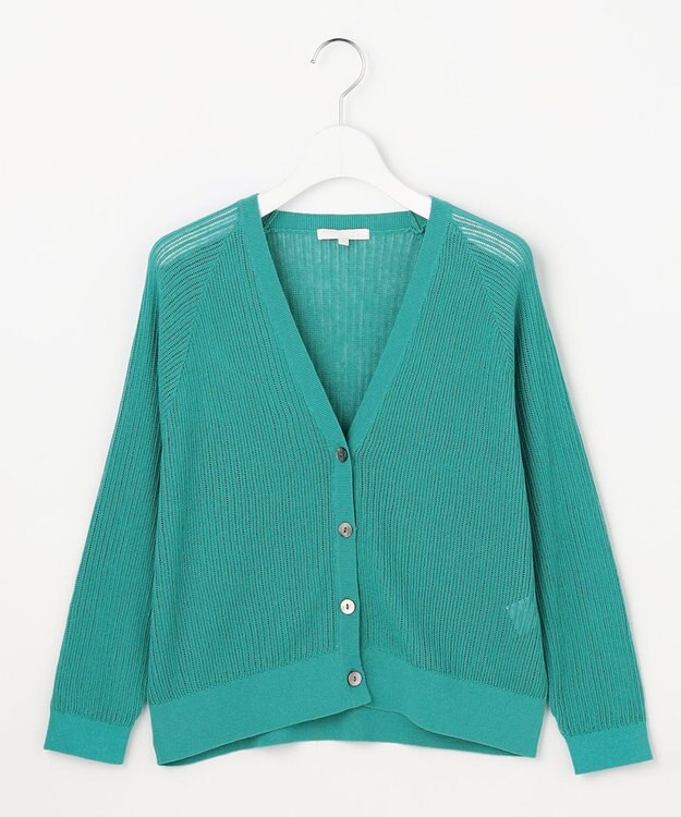 自由区 S ファインリネンナイロン カーディガン エメラルド