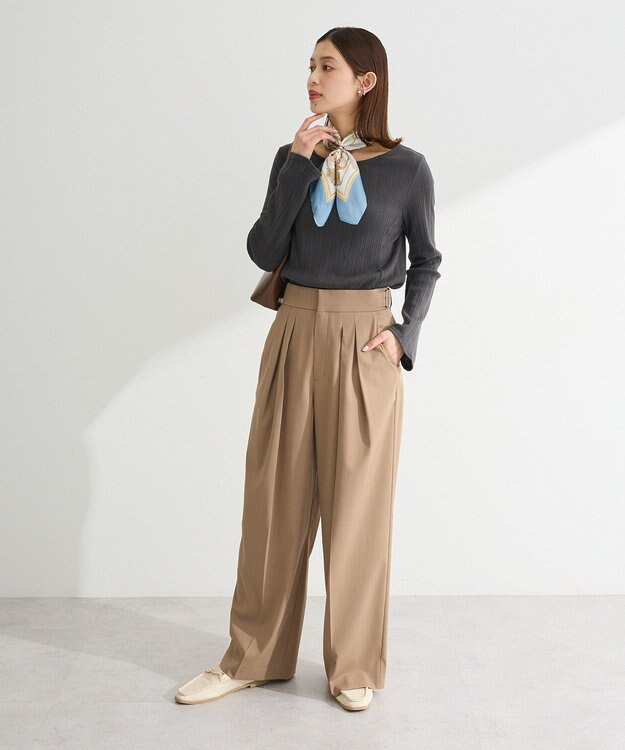 Green Parks タックワイドパンツ Mocha