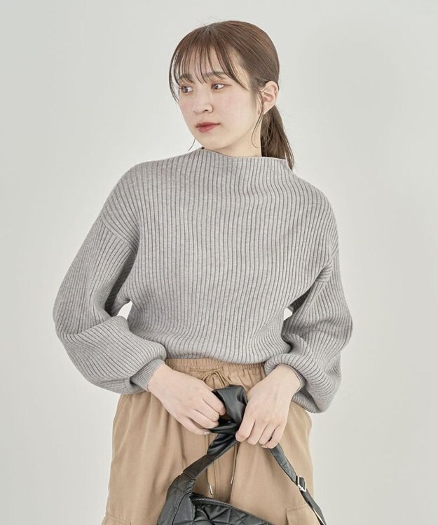 Green Parks ・ｓｗｉｎｇ　ｂｙ　ボトルネックカラーニット Gray Mixture