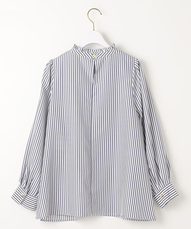 ANY SIS S 【洗える】プチフリル ブラウス ネイビーストライプ