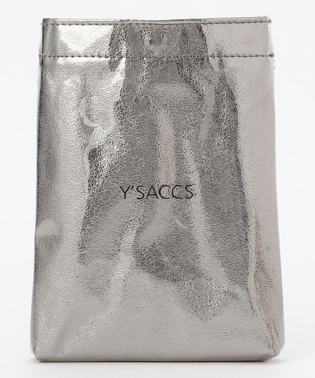 Y'SACCS PVCメタリックショルダーバッグ ガンメタリック