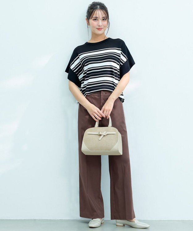 ANY SIS 【and GIRL掲載/アイスタッチ】フレンチスリーブ ニット ブラックボーダー