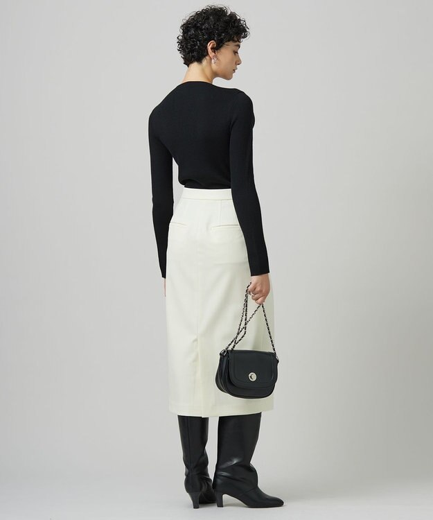 ICB L 【洗える】T/Wベネシャンストレッチ カーブスカート アイボリー系