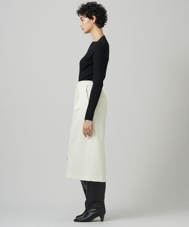 ICB L 【洗える】T/Wベネシャンストレッチ カーブスカート アイボリー系