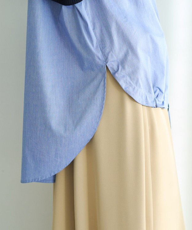 YECCA VECCA ZIPニットレイヤードフーディーシャツ Navy