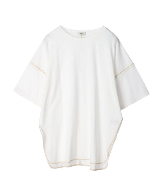 earth music&ecology 配色ステッチチュニックＴ Off White