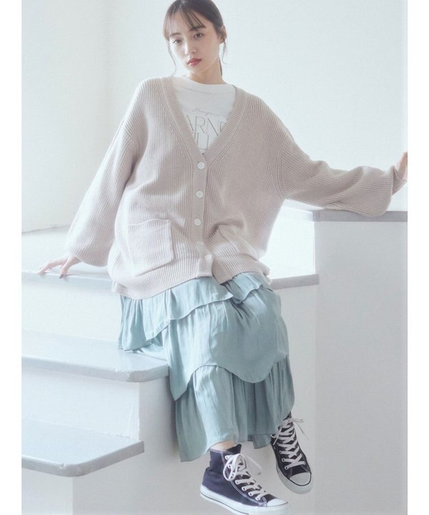 earth music&ecology ランダムティアードスカート Green