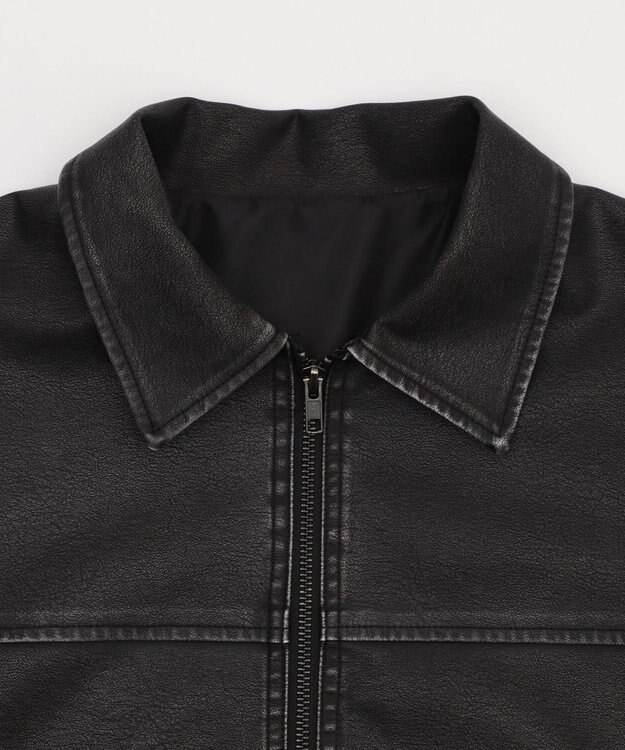 WEGO ヴィンテージライクPUジャケット ブラック