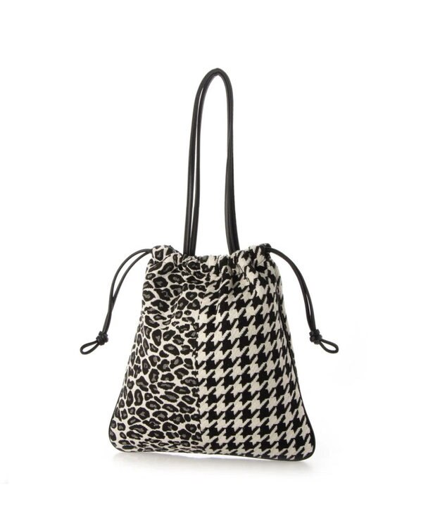 UNBILLION cachecache 柄パッチワーク巾着トートバッグ グレー