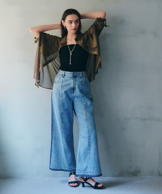 YECCA VECCA メッシュMIXデザインシャツ② Khaki