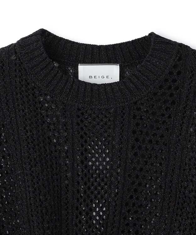 BEIGE， ATACAM / パターンメッシュ ハーフニット Black