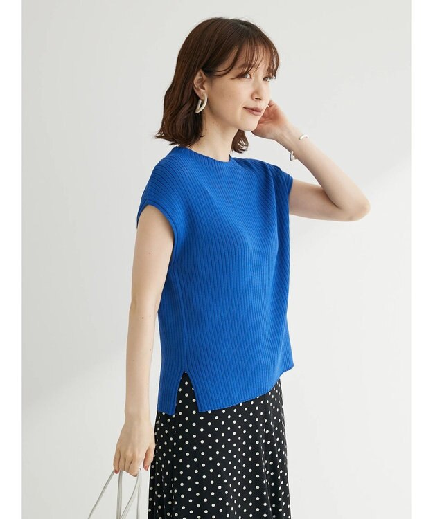 Green Parks ・Ｐｅｔｉｔ　Ｆｌｅｕｒ　フレンチスリーブリブニット Blue