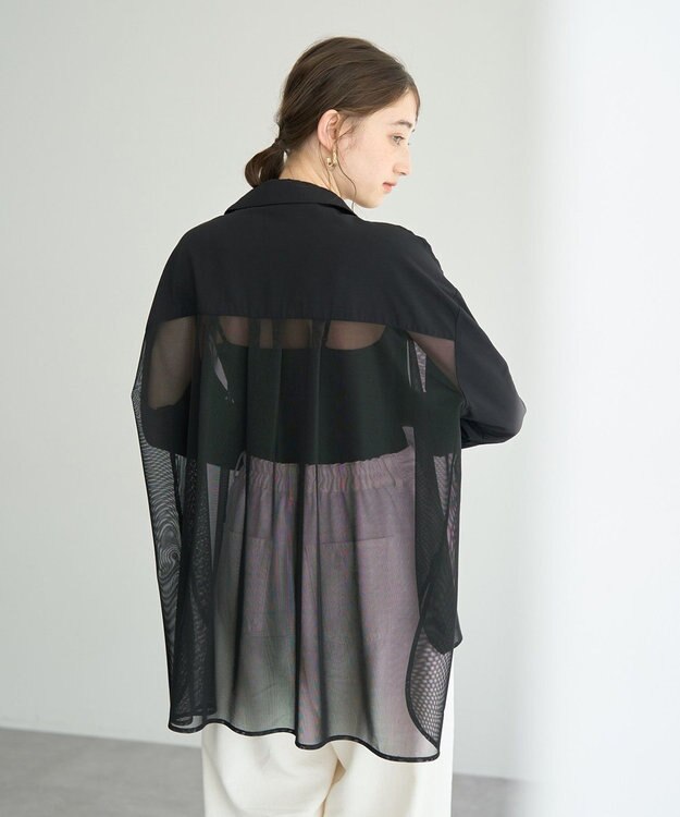 YECCA VECCA メッシュMIXデザインシャツ② Khaki