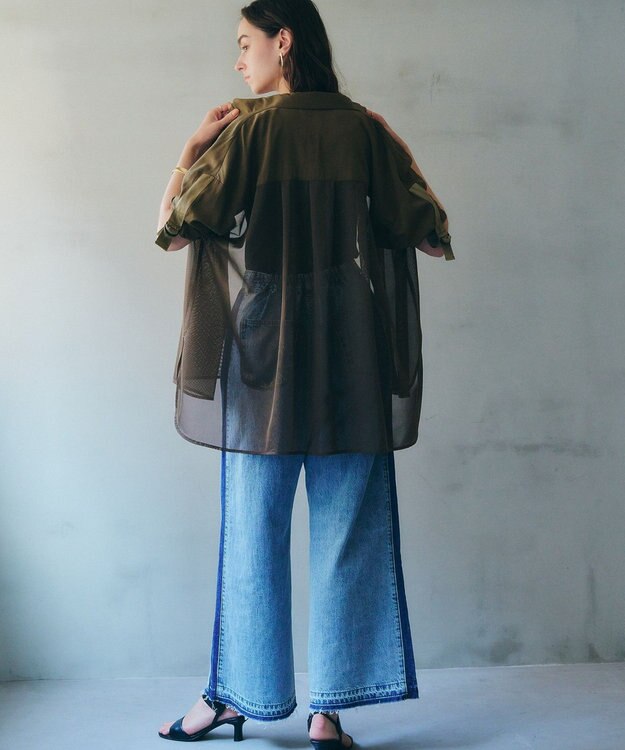 YECCA VECCA メッシュMIXデザインシャツ② Khaki