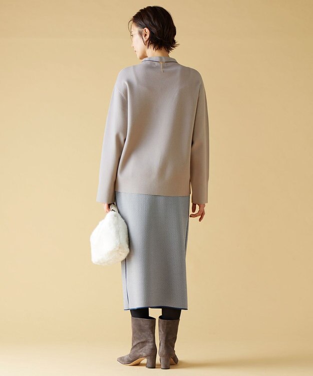 自由区 S 【リバーシブル・セットアップ対応・洗える】レーヨンストレッチリバーシブルニット スカート リッツブルー×シャンパン