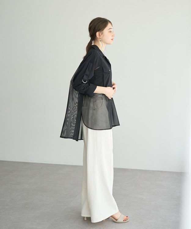 YECCA VECCA メッシュMIXデザインシャツ② Khaki