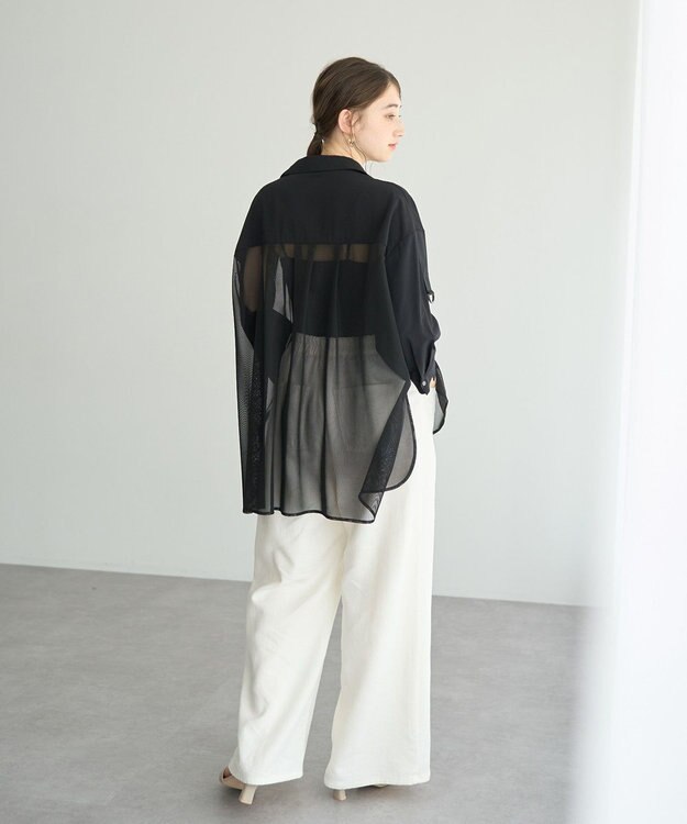 YECCA VECCA メッシュMIXデザインシャツ② Khaki