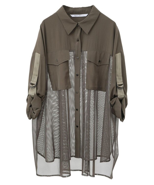 YECCA VECCA メッシュMIXデザインシャツ② Khaki