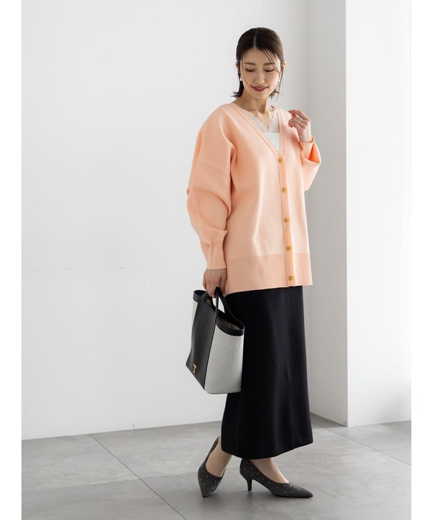 Te chichi コクーンVネックカーディガン ピンク