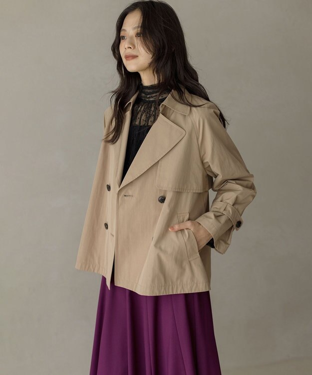 組曲 S タイプライターショート トレンチコート キャメル系