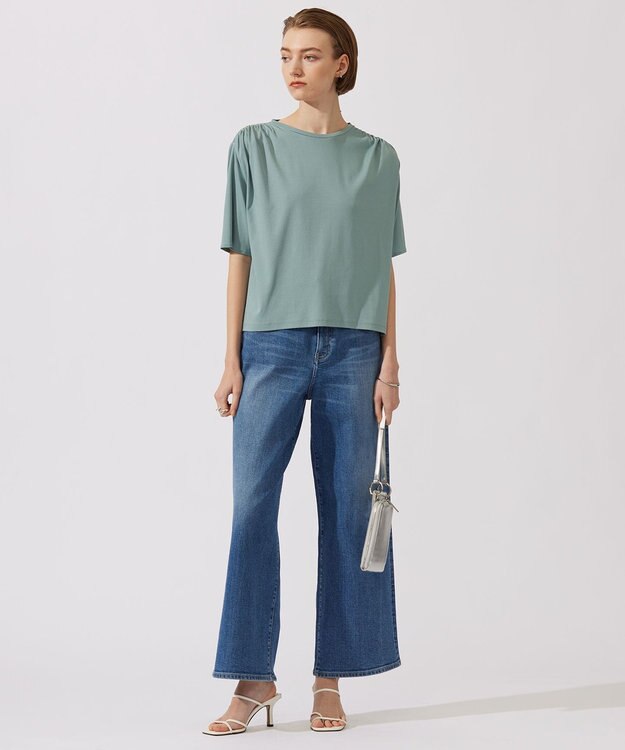 ICB 【接触冷感・UVケア・洗える】 ハイツイストスムース デザインカットソー カデットブルー系