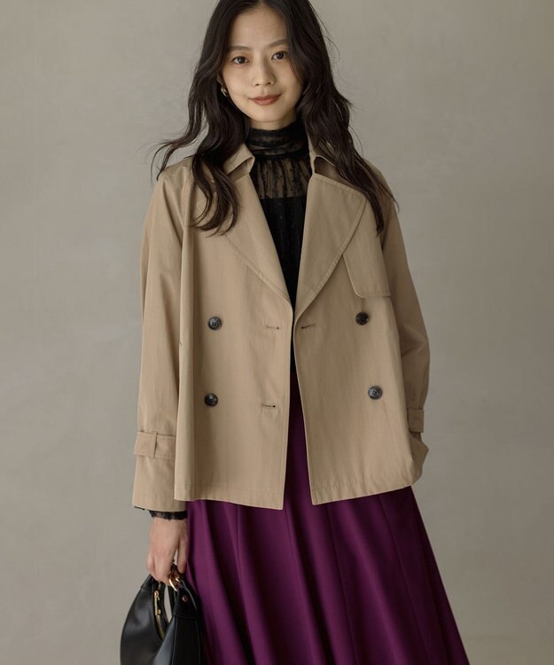 組曲 S タイプライターショート トレンチコート キャメル系