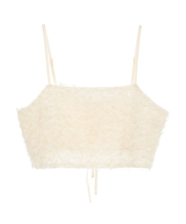 earth music&ecology フリンジミックスチュールビスチェ Ivory