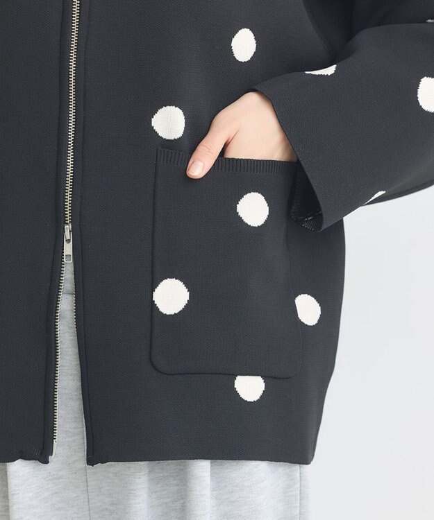 earth music&ecology 【予約】ダブルジップドットカーディガン ドットブラック