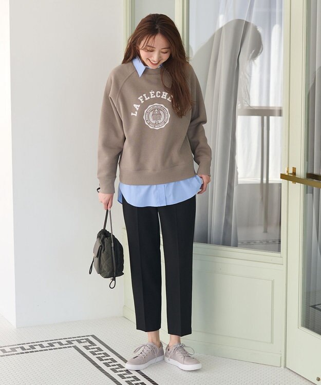 ANY L 【洗濯機可能/サスティナブル】ロゴ裏起毛クルーネックプルオーバー モカ