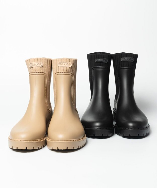 BONTRE 【UNISA/ウニサ】サイドゴアショートレインブーツ ブラック