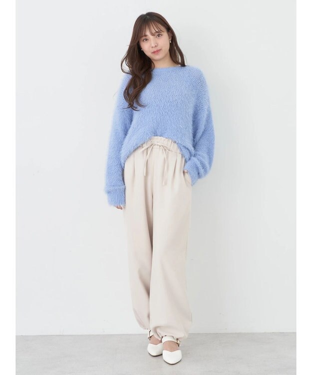 earth music&ecology 裾ドロストパラシュートパンツ Off White