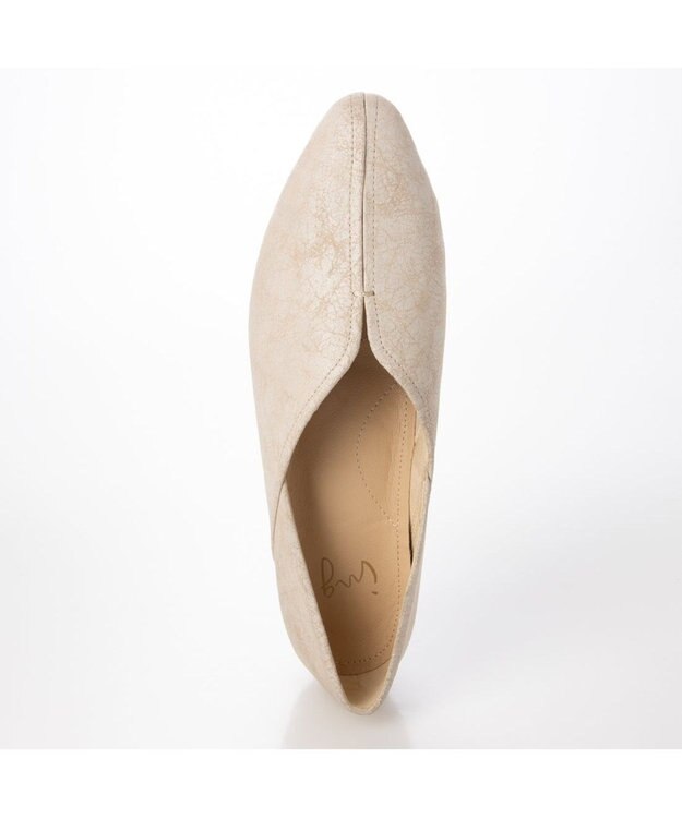 ing <ing>Vカットフラットシューズ アイボリーメタリック