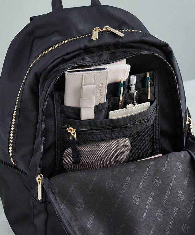 Maison de FLEUR 撥水加工ポケットリボンリュック Black