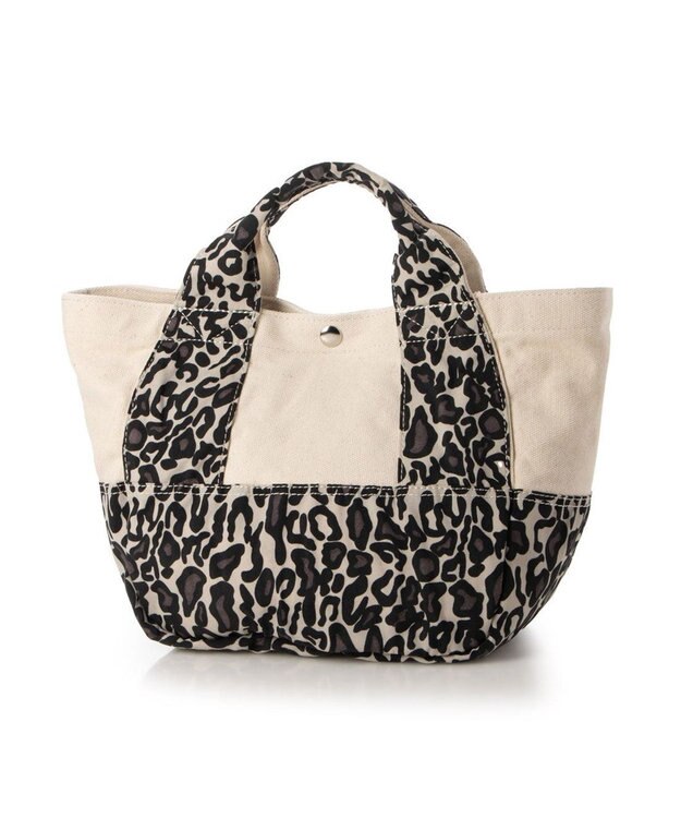 UNBILLION cachecache 製品洗いキャンバス×ナイロントートS レオパードアイボリー