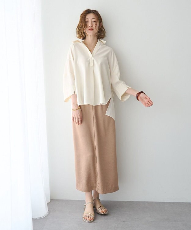YECCA VECCA シャイニーツイルナロースカート Beige