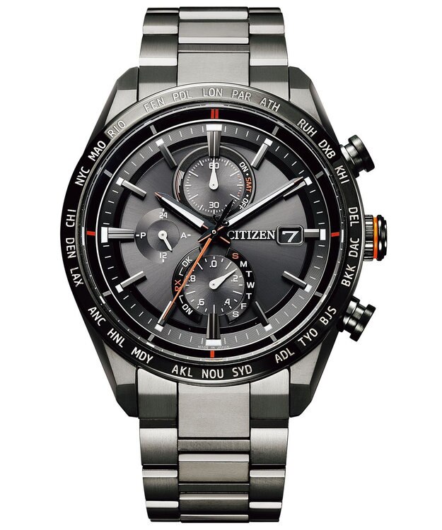 CITIZEN 【ATTESA ACT Line】ブラックボディに映えるオレンジのアクセントカラーが人気モデル AT8185-62E ブラック