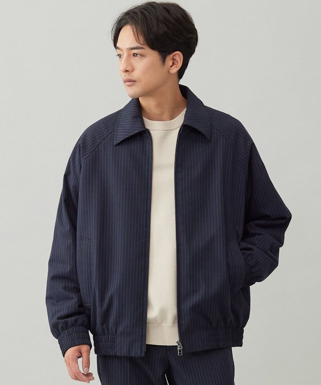 UNFILO MENS FLANNEL TOUCH 中綿ブルゾン [EC限定]ネイビーストライプ