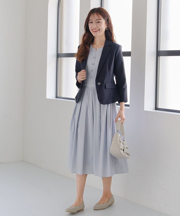 Tiaclasse 【吸水速乾・接触冷感・UVケア・防シワ・洗える】カチオンテーラードジャケット ネイビー