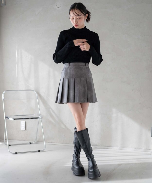 WEGO リブハイネックショートニット ブラック