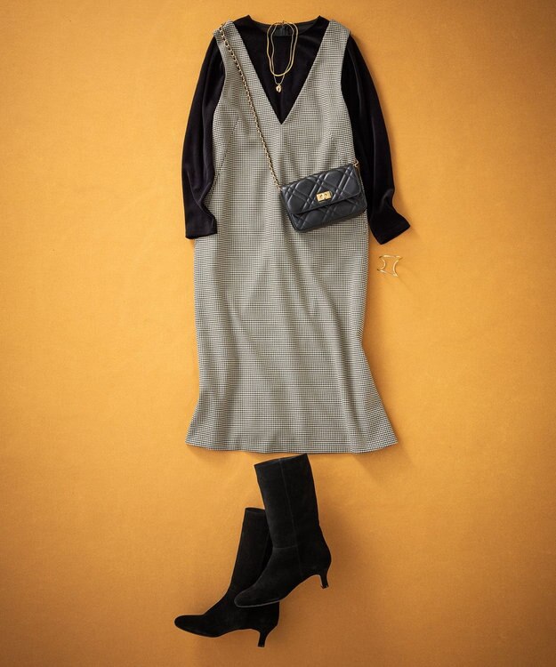 23区 S 【洗える】ベロア ジャージー カットソー ブラック系