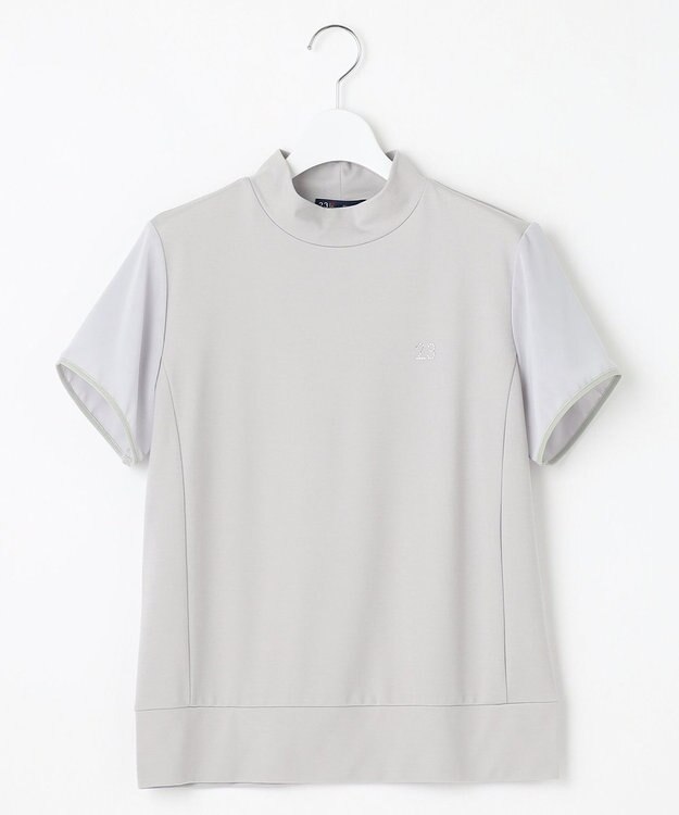 23区GOLF 【WOMEN】【吸水速乾/UVケア】シアー袖 モックネックシャツ ライトグレー系