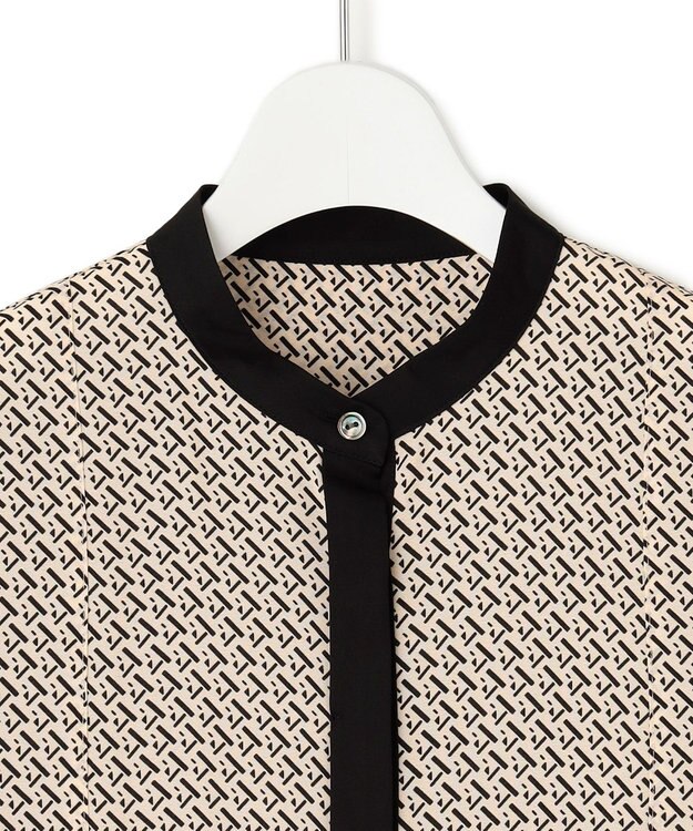 23区 【洗える】ジオメトリックパネルプリント ワンピース ブラック系