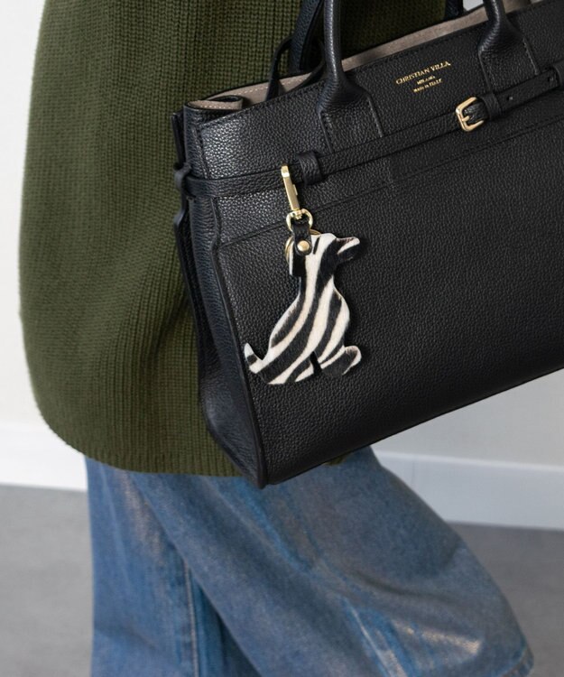 INTER-CHAUSSURES 【ANDREA CARDONE】イヌ型レザーキーチャーム ブラックコンビ