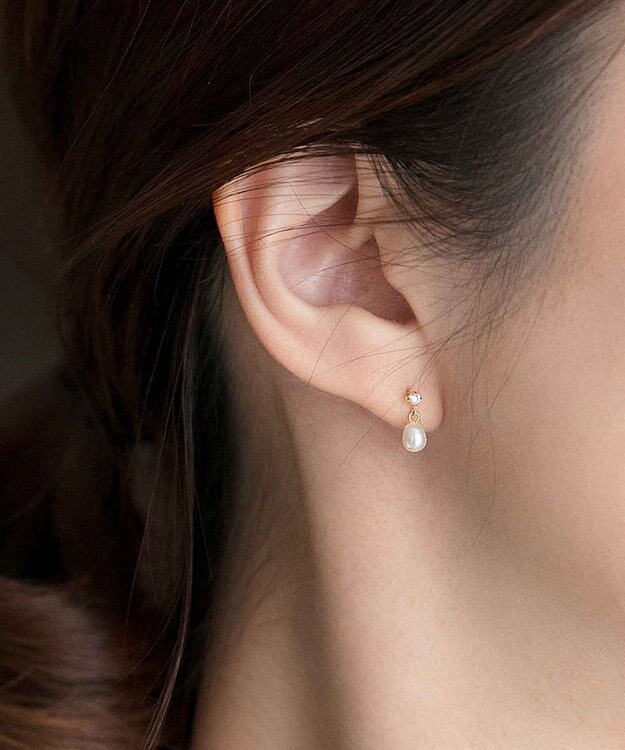 Phoebe 【K10】エリプスパールビジューピアス ゴールド