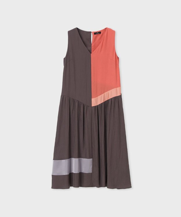 Paul Smith アセテート カラーブロック ドレス チョコレートブラウン