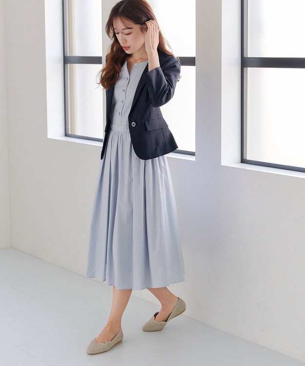 Tiaclasse 【吸水速乾・接触冷感・UVケア・防シワ・洗える】カチオンテーラードジャケット ネイビー