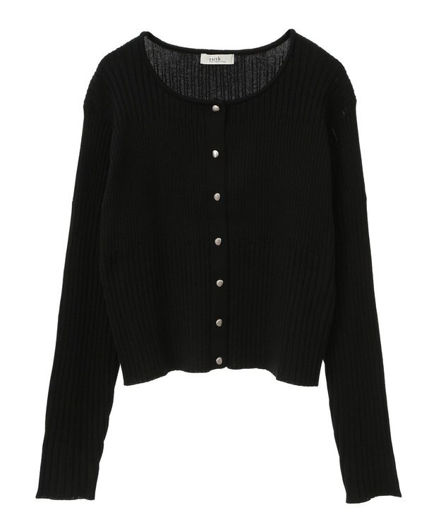 earth music&ecology シルバープチ釦リブニットカーディガン Black